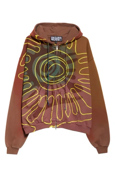 Paolina Russo Sunset Zip-up Hoodie In Rainbow/brown