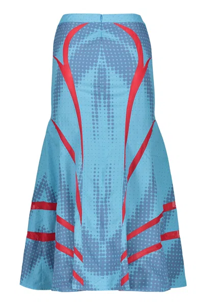 Paolina Russo Technical Fabric Skirt In Blue