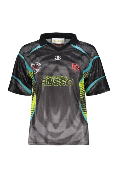 Paolina Russo Techno Fabric T-shirt In Black