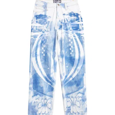 Paolina Russo Tie Dye Baggy Jeans In Acid Indigo