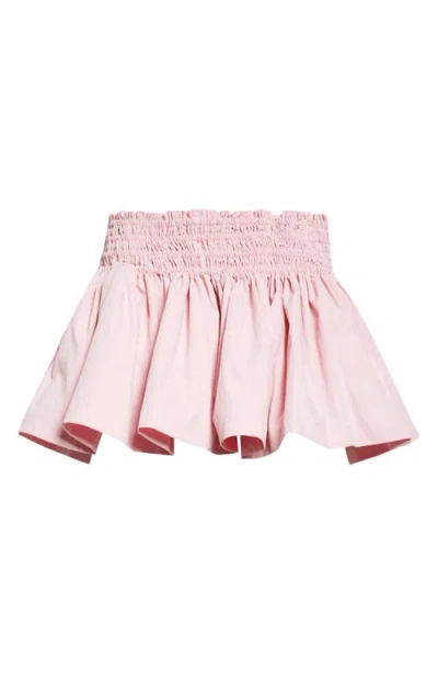 Paolina Russo Track Shirred Miniskirt In Pink