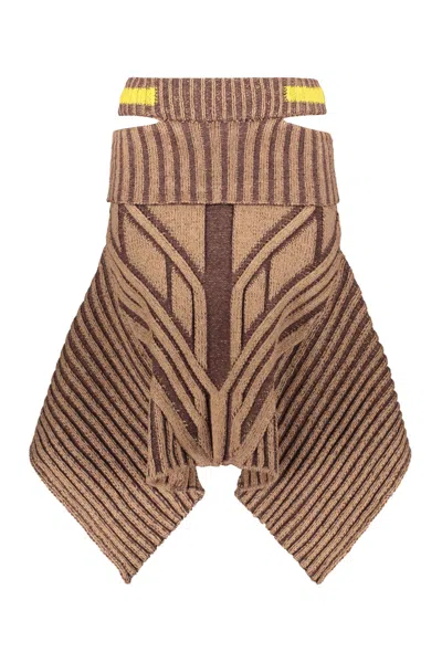 Paolina Russo Virgin Wool Blend Skirt In Brown