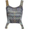 Paolina Russo Warrior Corset Mixed Stitch Sweater Tank In Indigo