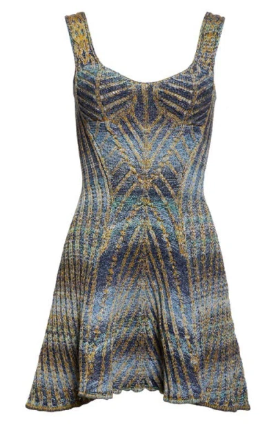 Paolina Russo Warrior Fit & Flare Mini Sweater Dress In Indigo