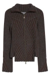 Paolina Russo Warrior Rib Merino Wool Blend Cardigan In Green