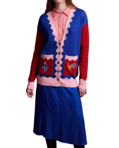 Paolita Mercury Cotton Cardigan In Blue/ Red In Multi