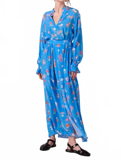 Paolita White Rabbit Silk Mary Jane Dress In Blue Multicolor