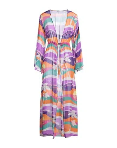 Paolita Woman Overcoat & Trench Coat Purple Size M Silk