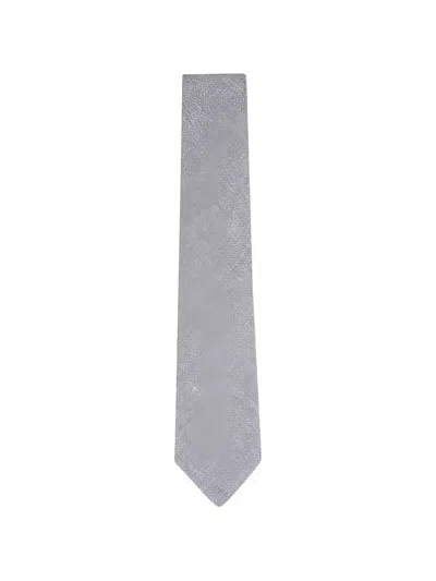 Paolo Albizzati Herringbone-weave Tie In Gray