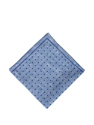 Paolo Albizzati Polka-dot Silk Pocket Square In Blue