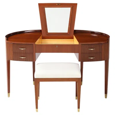 Pre-owned Paolo Buffa For Ducrot Rare Mahogany And Maple Vanity Table And Stool Italy 1950 In Brown