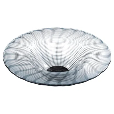 Pre-owned Paolo Crepax Large, Modern Italian Murano Glass Bowl In Blue-gray Signed  1990s