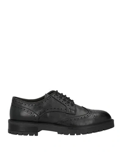 Paolo Da Ponte Man Lace-up Shoes Black Size 7 Leather