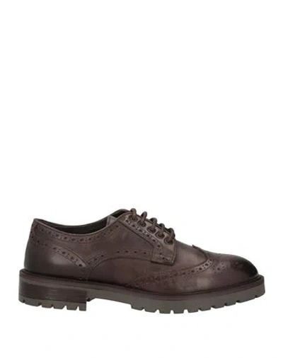 Paolo Da Ponte Man Lace-up Shoes Dark Brown Size 7 Leather