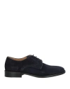 Paolo Da Ponte Man Lace-up Shoes Navy Size 6 Leather In Navy