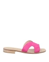 Paolo Ferrara Woman Sandals Fuchsia Size 6 Leather In Pink