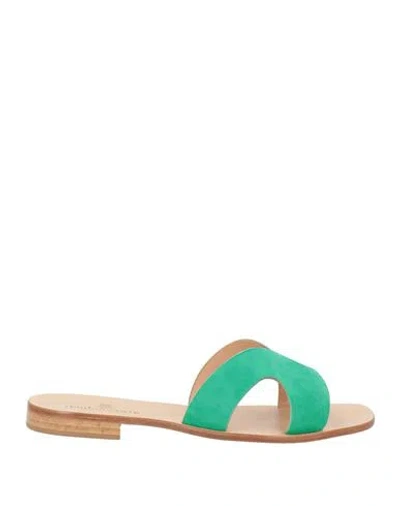 Paolo Ferrara Woman Sandals Green Size 6 Leather