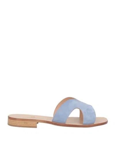 Paolo Ferrara Woman Sandals Light Blue Size 5 Leather