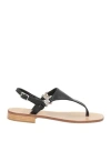 Paolo Ferrara Woman Thong Sandal Black Size 5 Leather