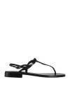Paolo Ferrara Woman Thong Sandal Black Size 6 Leather