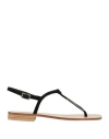 Paolo Ferrara Woman Thong Sandal Black Size 7 Leather