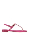 Paolo Ferrara Woman Thong Sandal Fuchsia Size 6 Leather In Pink
