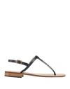 Paolo Ferrara Woman Thong Sandal Navy Size 5 Leather
