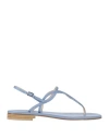 Paolo Ferrara Woman Thong Sandal Pastel Blue Size 6 Soft Leather