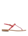 Paolo Ferrara Woman Thong Sandal Red Size 12 Leather