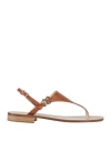 Paolo Ferrara Woman Thong Sandal Tan Size 6 Leather In Tan