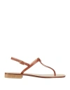Paolo Ferrara Woman Thong Sandal Tan Size 8 Leather