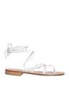 Paolo Ferrara Woman Thong Sandal White Size 5 Leather