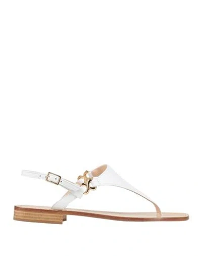 Paolo Ferrara Woman Thong Sandal White Size 8 Leather