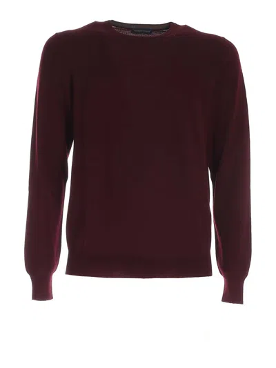 Paolo Fiorillo Crewneck Sweater In Burgundy Color In Rojo