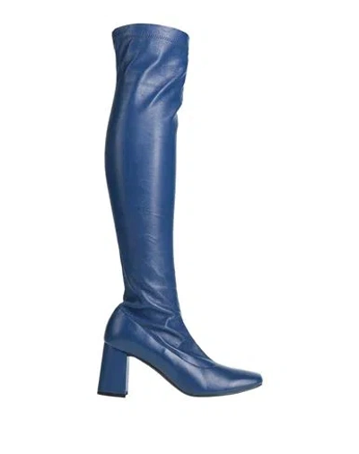 Paolo Mattei Woman Boot Blue Size 10 Textile Fibers