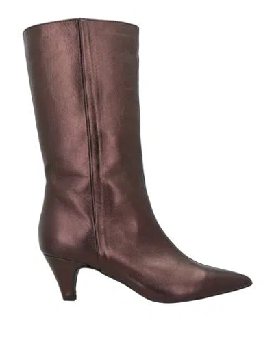 Paolo Mattei Woman Boot Bronze Size 8 Leather In Yellow