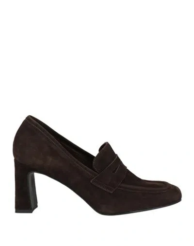 Paolo Mattei Woman Loafers Dark Brown Size 6 Leather