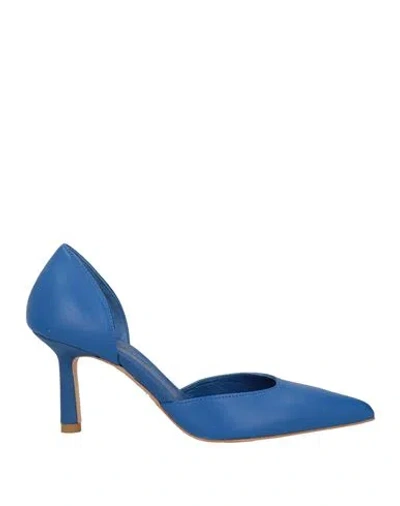 Paolo Mattei Woman Pumps Blue Size 8 Leather