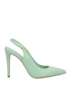 Paolo Mattei Woman Pumps Light Green Size 7 Textile Fibers In Green