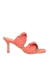 Paolo Mattei Woman Sandals Coral Size 8 Textile Fibers In Red