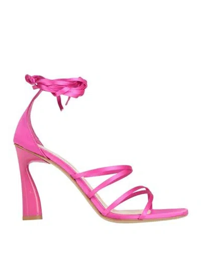 Paolo Mattei Woman Sandals Fuchsia Size 7 Textile Fibers In Pink