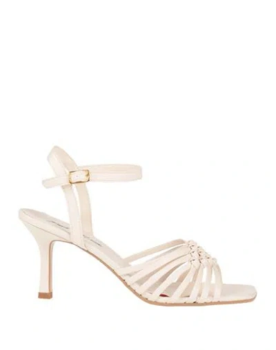 Paolo Mattei Woman Sandals Ivory Size 9 Textile Fibers In White