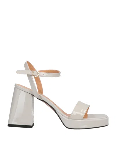 Paolo Mattei Woman Sandals Light Grey Size 11 Soft Leather In Grey