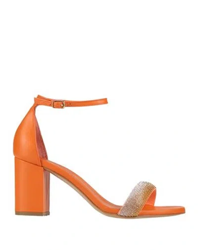 Paolo Mattei Woman Sandals Orange Size 5 Leather