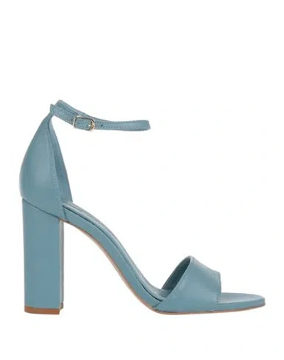 Paolo Mattei Woman Sandals Pastel Blue Size 8 Soft Leather