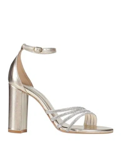 Paolo Mattei Woman Sandals Platinum Size 8 Leather In Grey