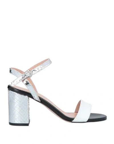Paolo Mattei Woman Sandals Silver Size 8 Soft Leather