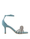 Paolo Mattei Woman Sandals Sky Blue Size 9 Leather In Blue