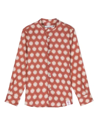 Paolo Pecora Kids' Abstract-print Shirt In Red