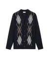 Paolo Pecora Argyle Pattern Cardigan In Black